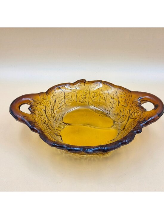 Tiara Other - Tiara Sweet Pear Burnt Honey Amber Glass Handled Bowl Indiana Glass Vintage